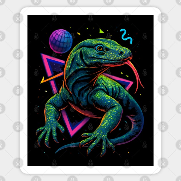 Retro Neon Crocodile Monitor Sticker by Reptiq's Store